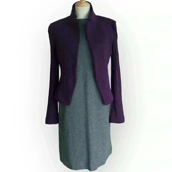 ZARA TRAFALUC Gray High Neck Short Sleeve A Line Midi Dress Size Small - NWOT - Picture 2 of 6